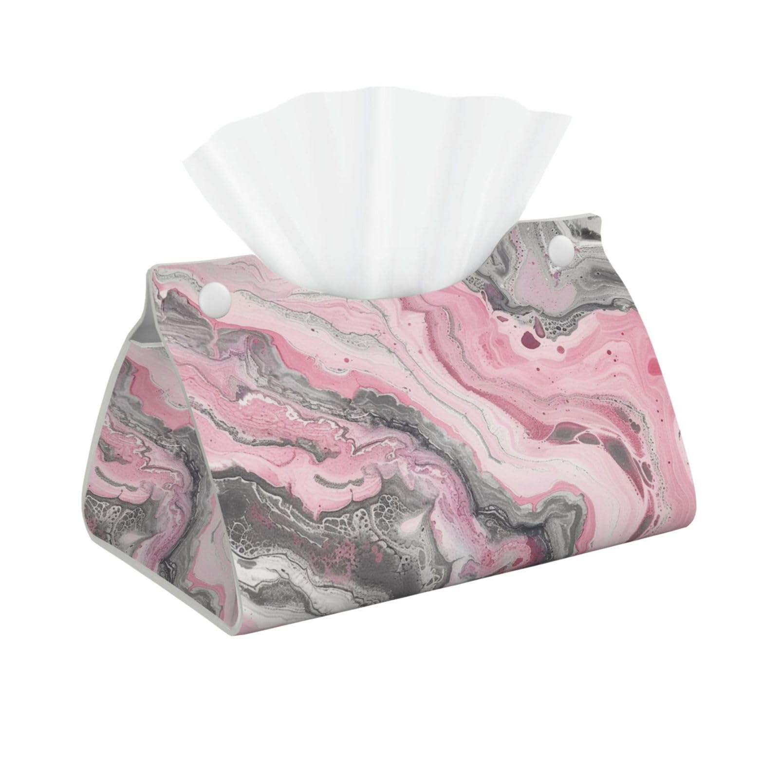 Pink Abstract Ink Marble Gray Artistic Print Tissue Box Cover Foldable Tissue Storage Box Leather Tissue Cube Box Holder for Living Room Bedroom Office Car Home Decor