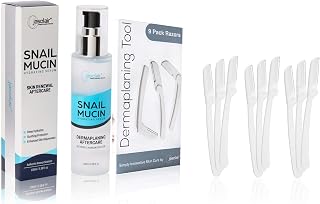 Dermaplane Kit – Dermaplaning Tool & Post-Serum Bundle | Precision Facial Razor for Peach Fuzz & Dead Skin | Hydrating Snail Mucin Serum
