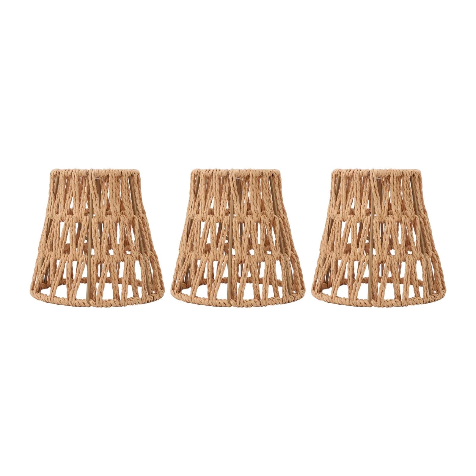 Luxemetals 3Pcs Faux Rattan Clip-On Lampshades For E14 Bulbs