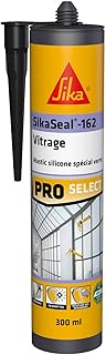 SIKA - Mastic silicone spécial verre - SikaSeal-162 Vitrage noir - Étanchéité des vitrages, verrières, serres - Intérieur et extérieur - 300 ml
