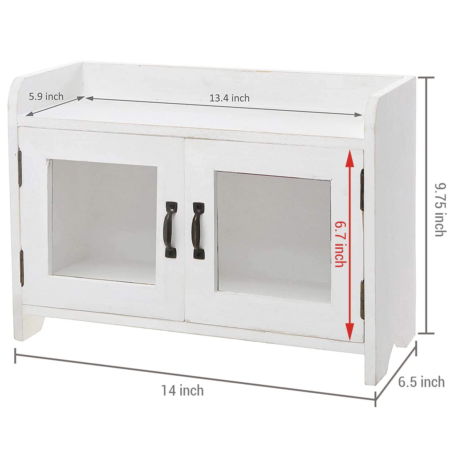 MyGift Antique White Wood Kitchen & Bathroom Countertop Mini Cabinet Organizer