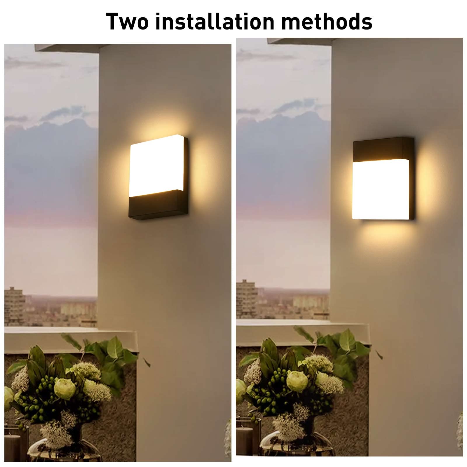 Aussenlampe Wand LED Outdoor Lampe 3000K Wandleuchte Aussen IP65 Wasserdichte Aussenleuchten Hauswand Schwarz Moderne Wandlampe Aussen Aluminium für Treppenhaus, Garten, Veranda, Garage