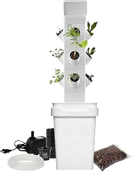 EXO Garden Hydroponic Growing System Vertical Tower - Vegetable Plant Tower Gift for Gardening Lover - Automate Aeroponics Mini Indoor Outdoor Home Grow Herb