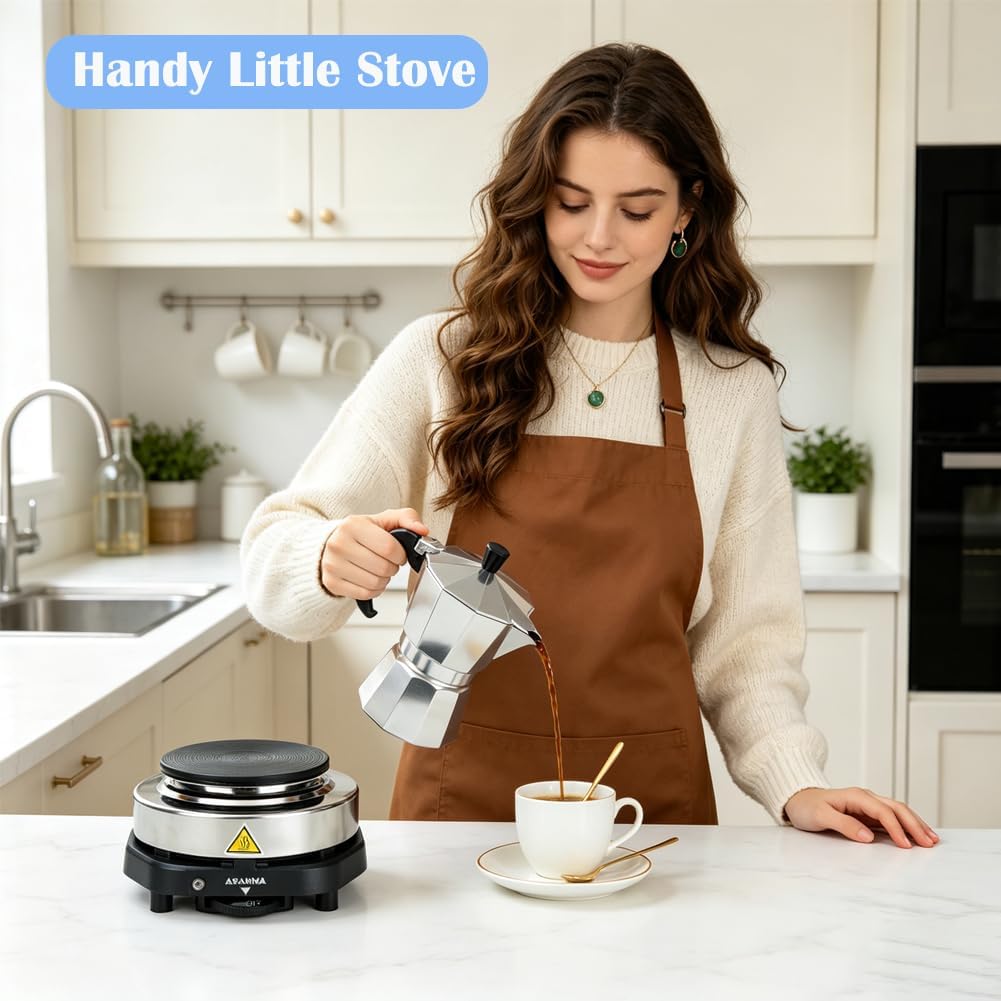 500w Small Electric Hot Plate, Portable Mini Stove For Moka Pot, Adjustable Temperature Countertop Burner, 110v Electric Moka Pot For Coffee, Tea, Milk, Camping & Home Kitchen