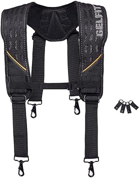 ToughBuilt GelFit Black Suspenders with Buckles, Loop & ClipTech Attachment Points