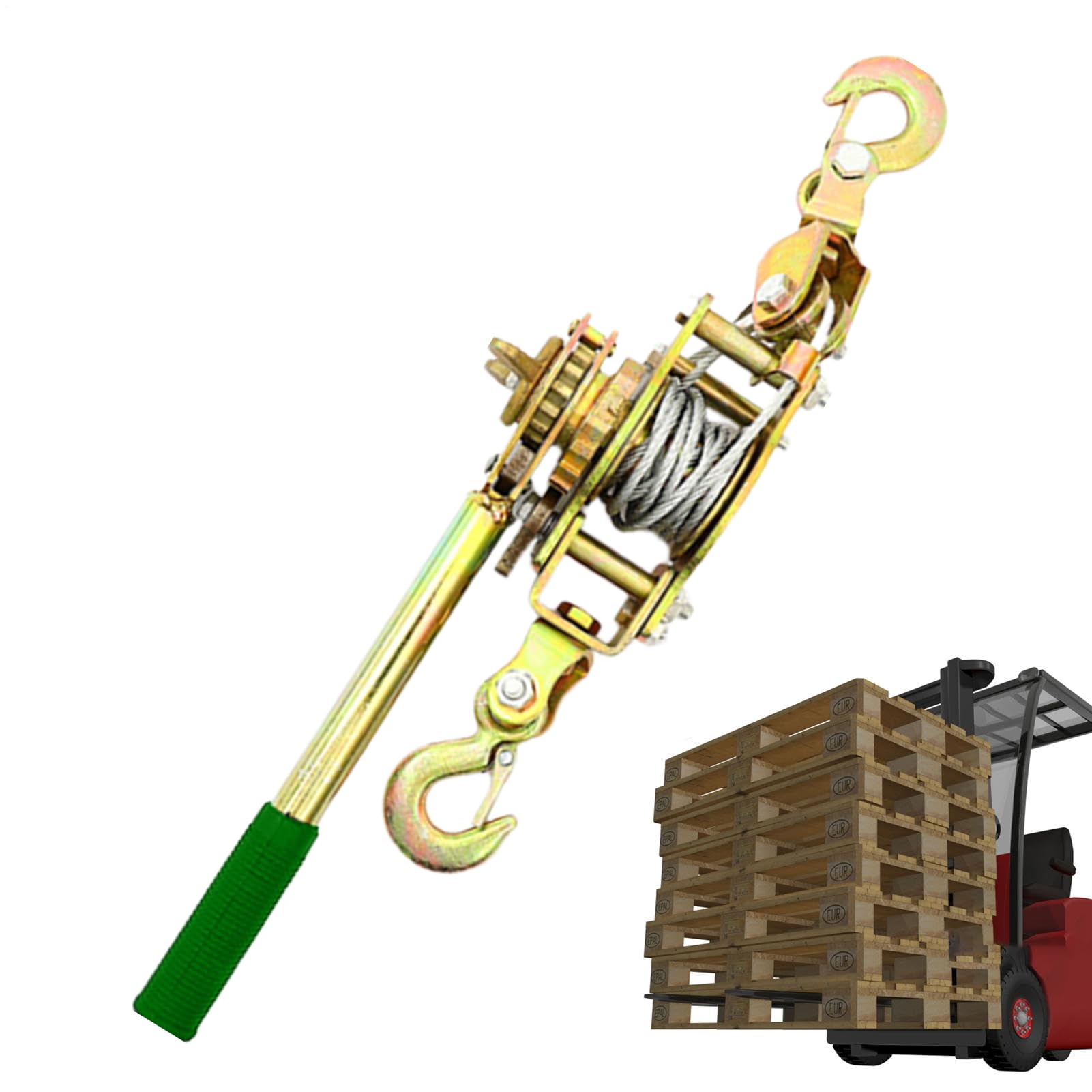 Tensor de cuerda para cordón, de elevación de trinquete con polea | tensor de trinquete con engranajes reforzados y de tensión manual, para vallas agrícolas, automotrices y maquinaria