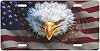 American Flag Angry Bald Eagle License Plate Decorative Car Front License Plate Covers Vanity Tag Metal Car Plate Aluminum Novelty License Plate for Women Men 6x12 Inch