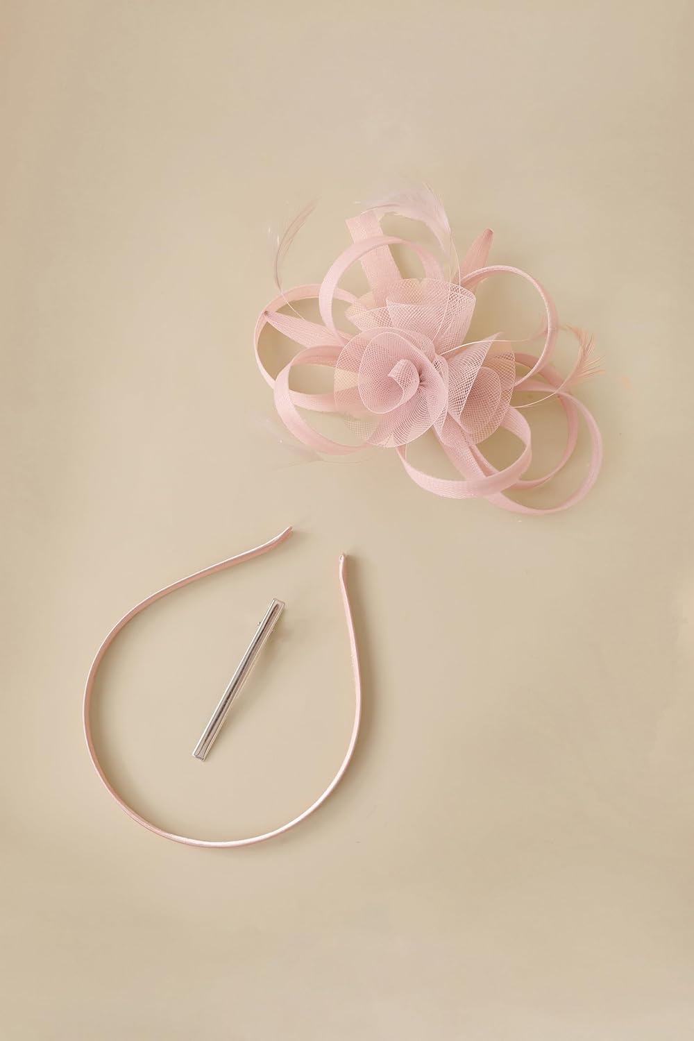 BABEYOND Fascinators Hats for Women - Tea Party Hats Kentucky Elegant Tulle Feather Bridal Wedding Ribbon Headband Hair Clip - Image 3