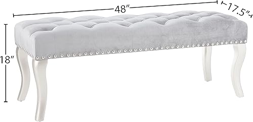 Miniatura 3 de Roundhill Furniture Decor Maxem - Asiento tapizado de tela copetuda con banco de clavos, color gris Gris,Champán,https://www.amazon.com/dp/undefined