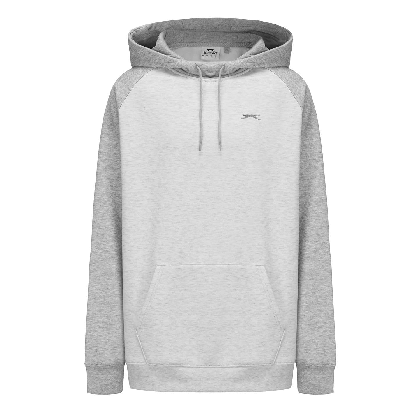 Slazenger Mens Fleece Contrast Hoodie Long Sleeve Ice Marl/Grey XL
