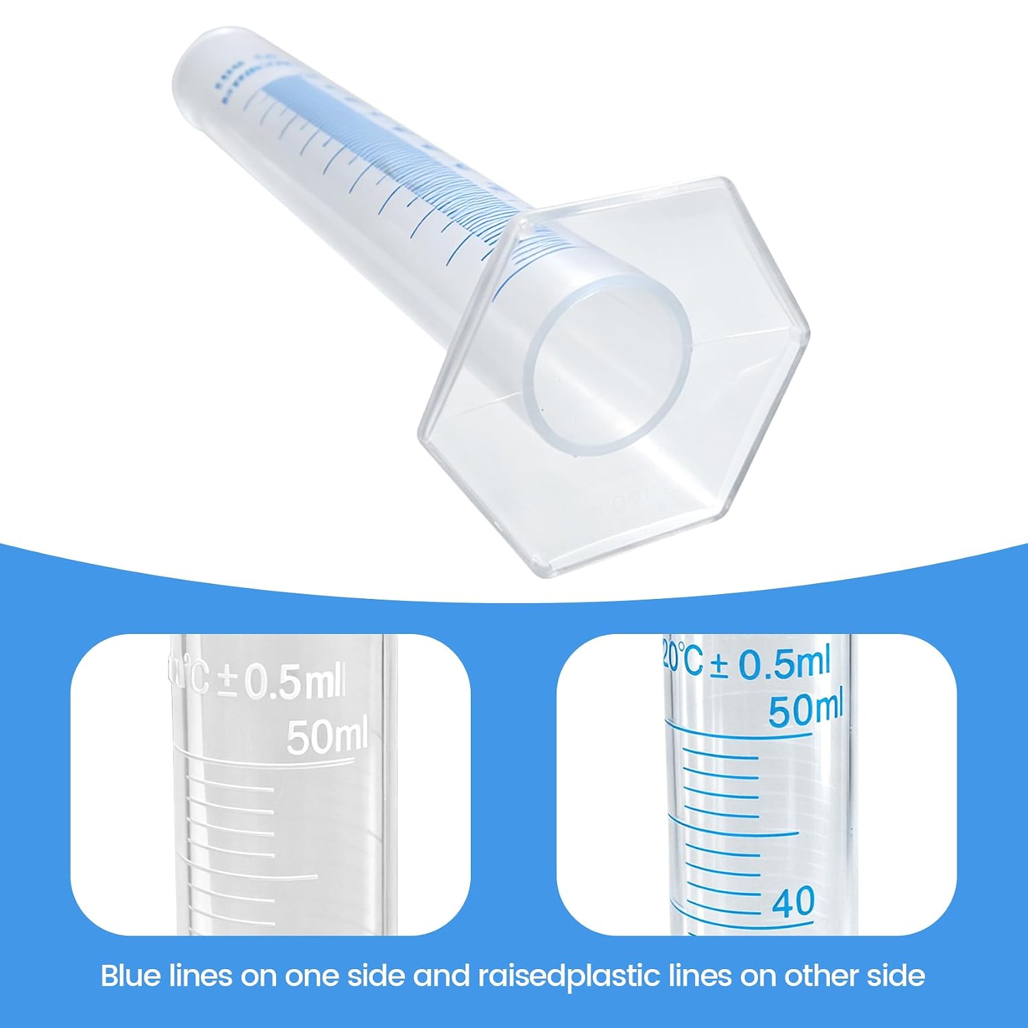 Geesatis 10 Pcs Plastic Measuring Cylinders 50 ml Lab Test Graduated Measuring Cylinder