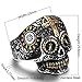 INRENG Men's Stainless Steel Silver Gold Gothic Cross Skull Ring Green Eye Vintage Flower Carved Halloween