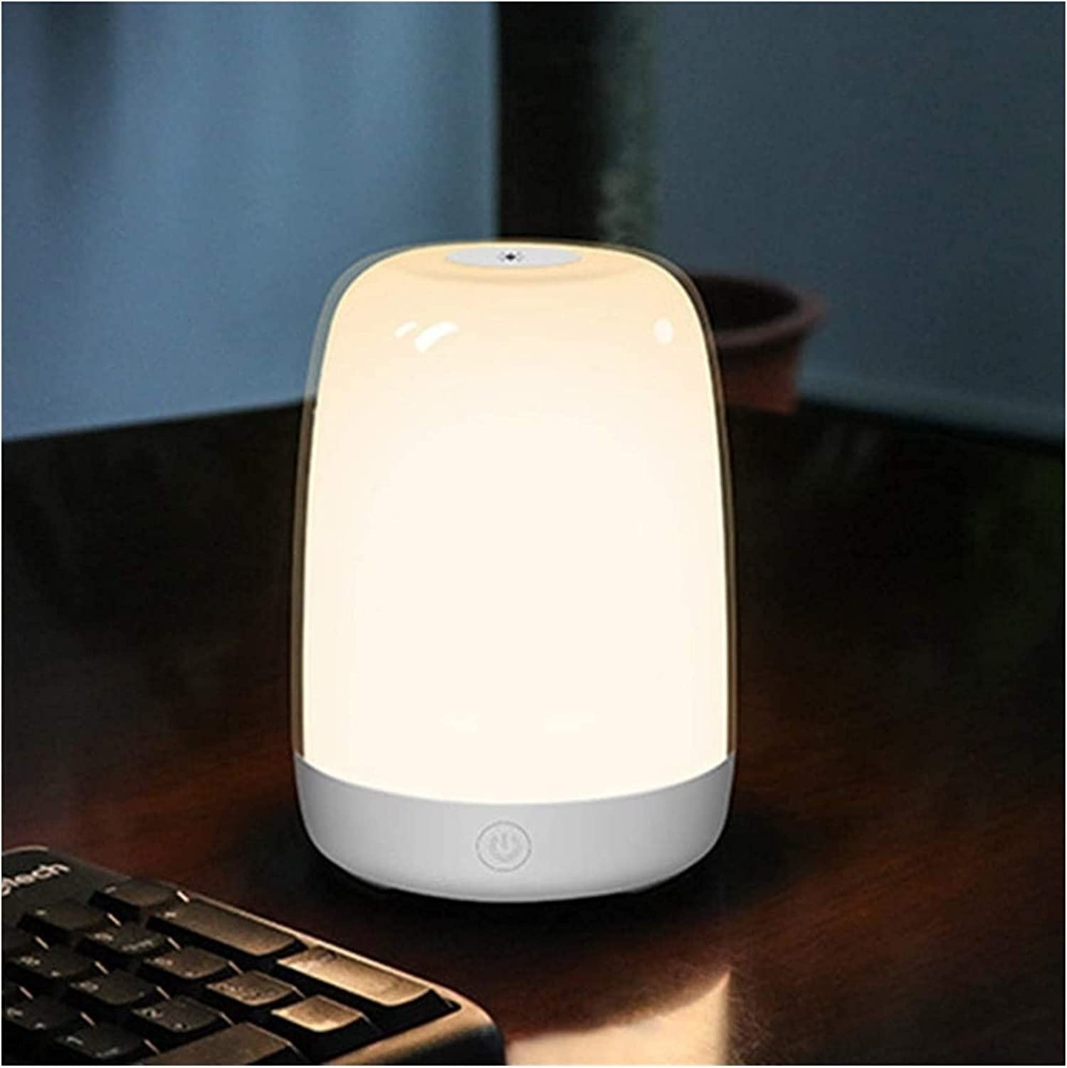 Lámpara de Noche con Sensor táctil, lámpara de mesita de Noche para Dormitorio Infantil, Recargable, Regulable, luz Blanca cálida + Cambio de Color RGB