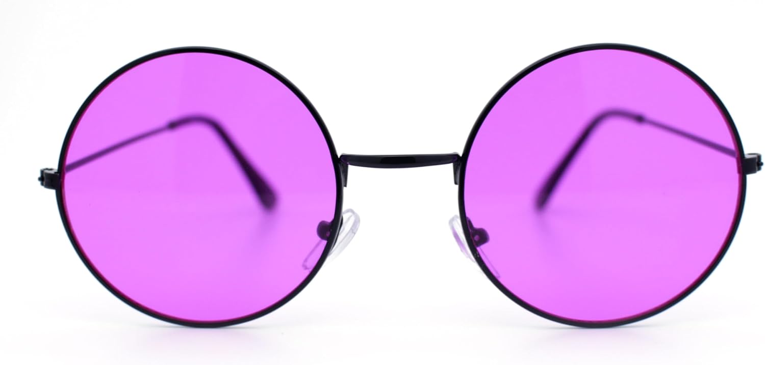 SA106 Retro Vintage Flat Color Circle Round Lens Sunglasses image 5