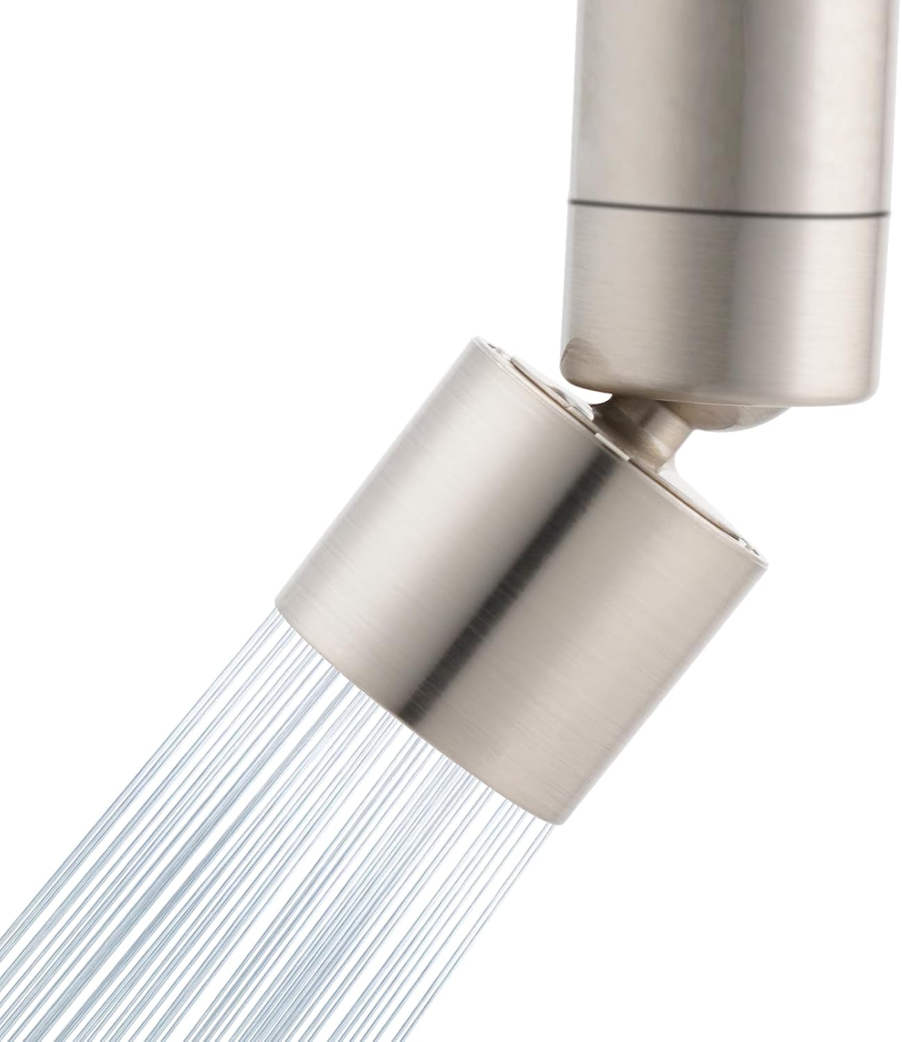 Hibbent NSF/ANSI/CAN 61 Certified Faucet Aerator, CUPC Certification 360 Degree Swivel Kitchen 2-Flow Sprayer Splash-Proof Water Saving Faucet Extender- 55/64 Inch-27UNS Female Thread, Brushed Nickel