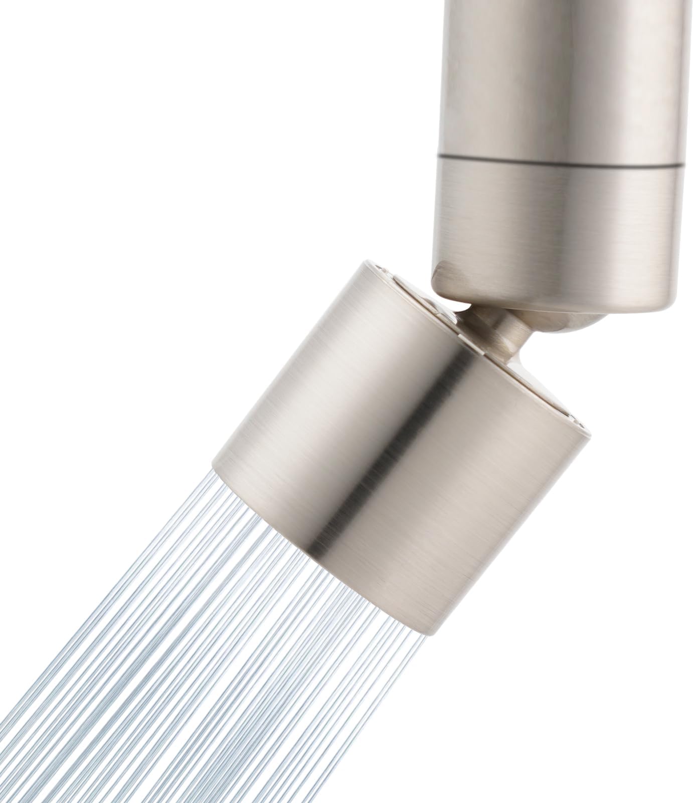 Hibbent NSF/ANSI/CAN 61 Certified Faucet Aerator, CUPC Certification 360 Degree Swivel Kitchen 2-Flow Sprayer Splash-Proof Water Saving Faucet Extender- 55/64 Inch-27UNS Female Thread, Brushed Nickel