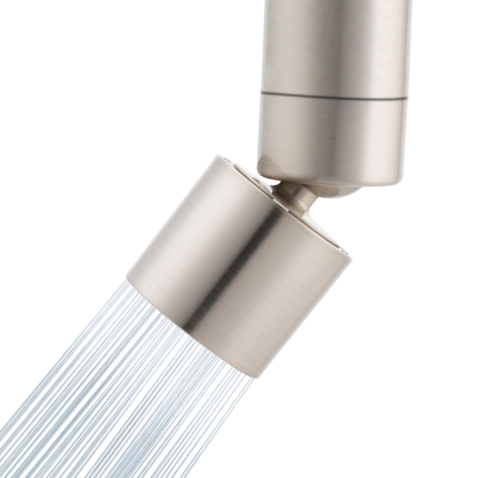Hibbent NSF/ANSI/CAN 61 Certified Faucet Aerator, CUPC Certification 360 Degree Swivel Kitchen 2-Flow Sprayer Splash-Proof Water Saving Faucet Extender- 55/6 Inch-27UNS Female Thread, Brushed Nickel