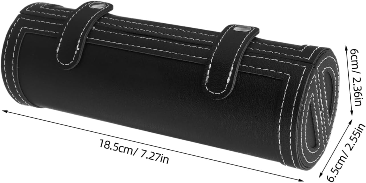 Makeup Brush Holder Organizer Case Pu Leather Cosmetic Bag with Slot for Brushes Pens and Paints Button Closure for Protection image 2