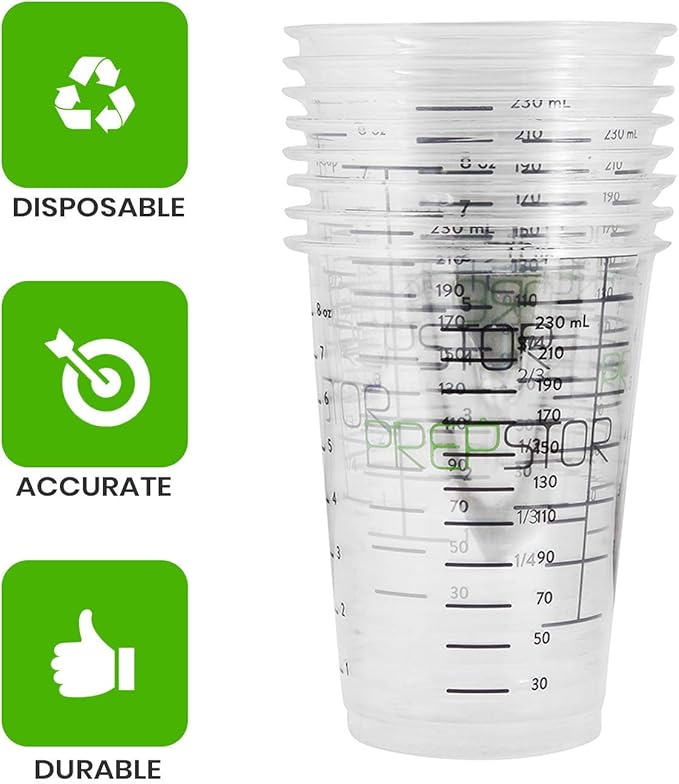 Vasos medidores plásticos transparentes 8 oz pack 20 miniatura 7