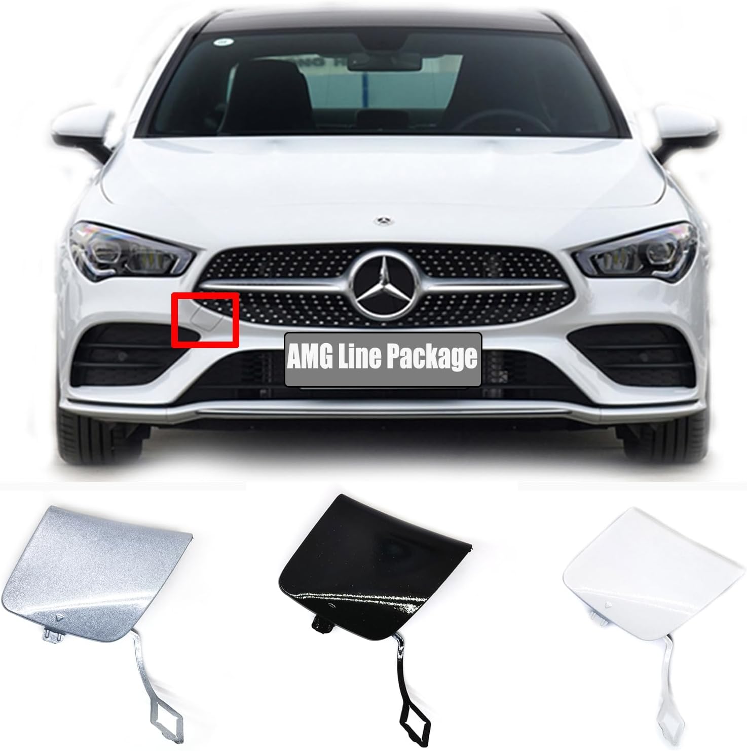 Front Tow Cover for Mercedes Benz CLA W118 Coupe C118 Fit CLA180 CLA200 CLA220 CLA250 2020 2021 2022 Bumper Towing Hook Eye Cap (Edition1,Black)