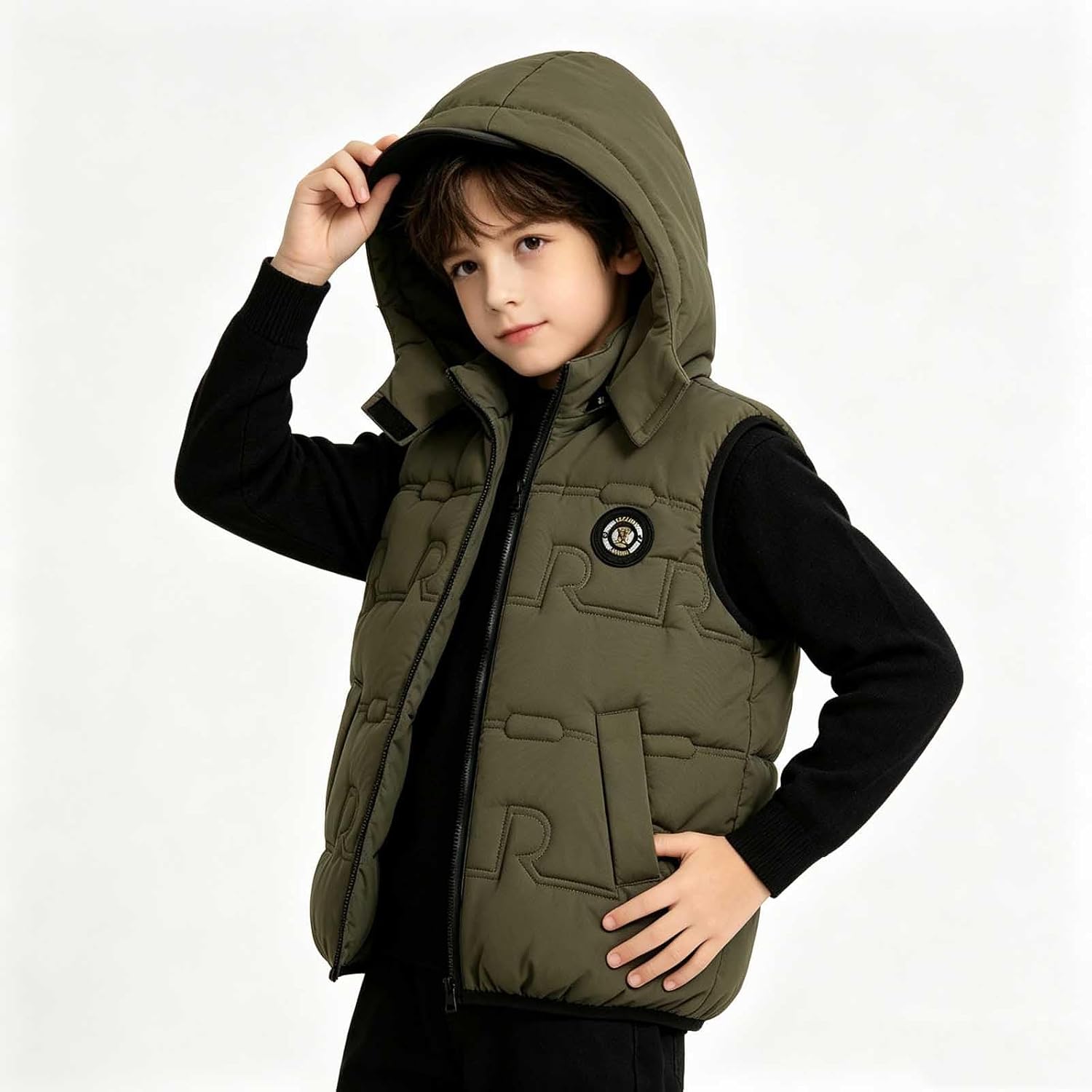 Boys Girls Hooded Quilted Puffer Vest Winter Jacket | Boys Girls Hooded Puffer Vest Lightweight Sleeveless Quilted Waistcoat Outerwear Warm Puffy Down Jacket Loose Fit Clothing