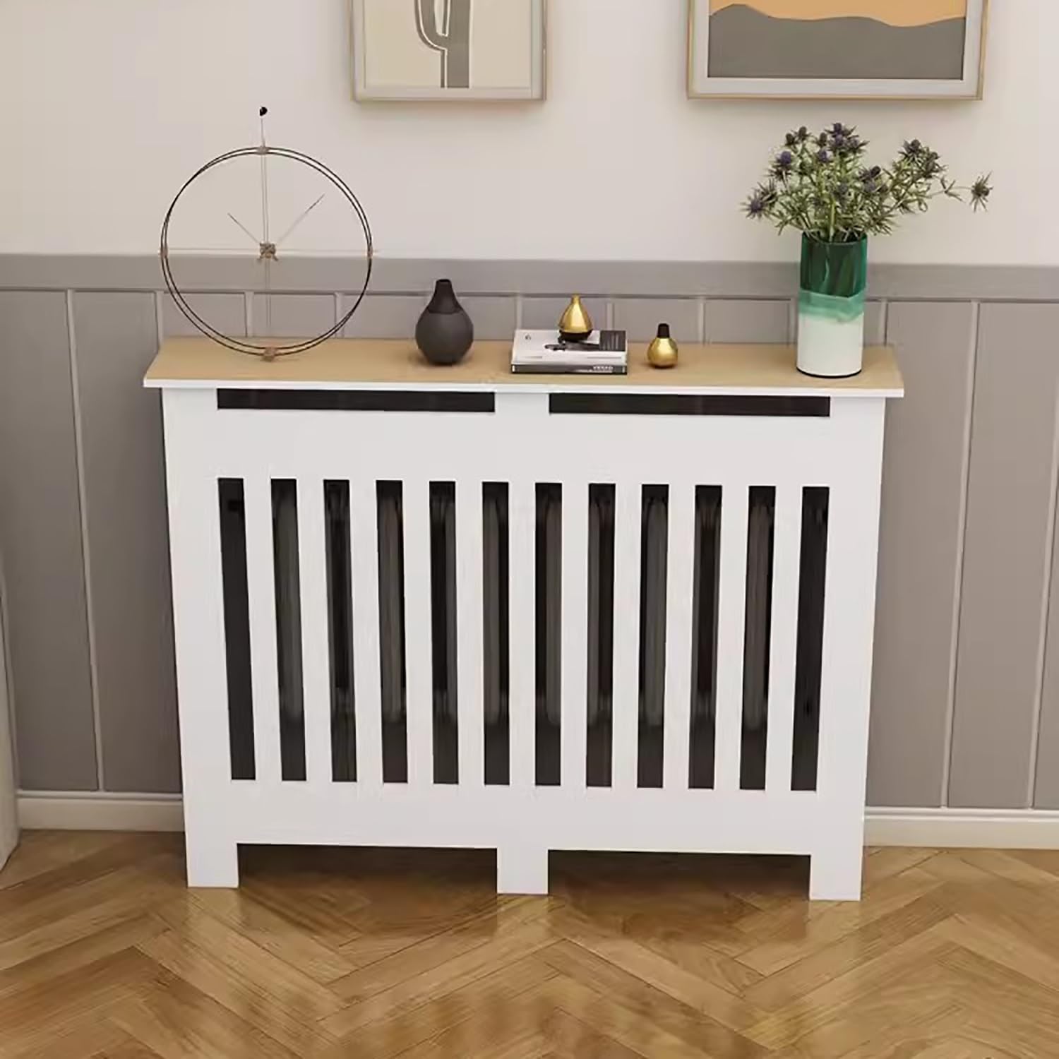 Mueble calefactor de madera para salon y bano estante organizador hogar