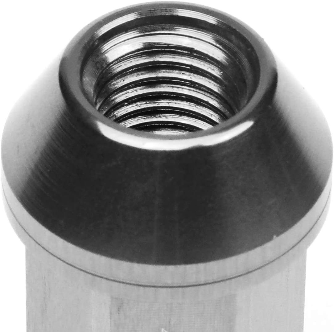 J2 Engineering 20 Pcs 7075 Aluminum Open End M12 x 1.5 Lug Nuts Set w/Socket Adapter, Silver, Fit Conical Seat, LN-T7-004-15-SL