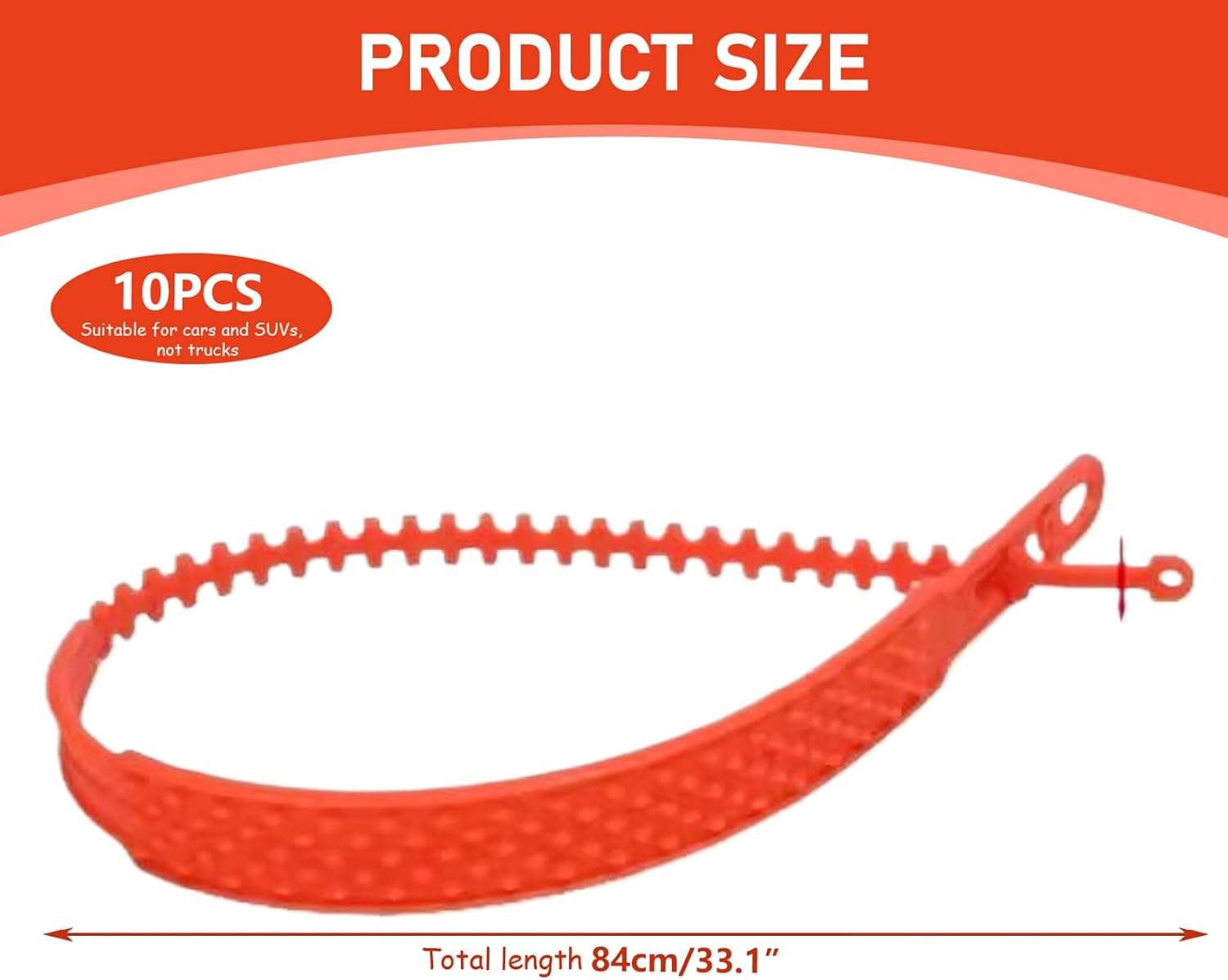 10Pcs Snow Chains for Car Tires, Anti-Skid Snow Tire Straps Portable Emergency Non-Slip Plastic Cable Ties for Muddy Roads and Winter Driving