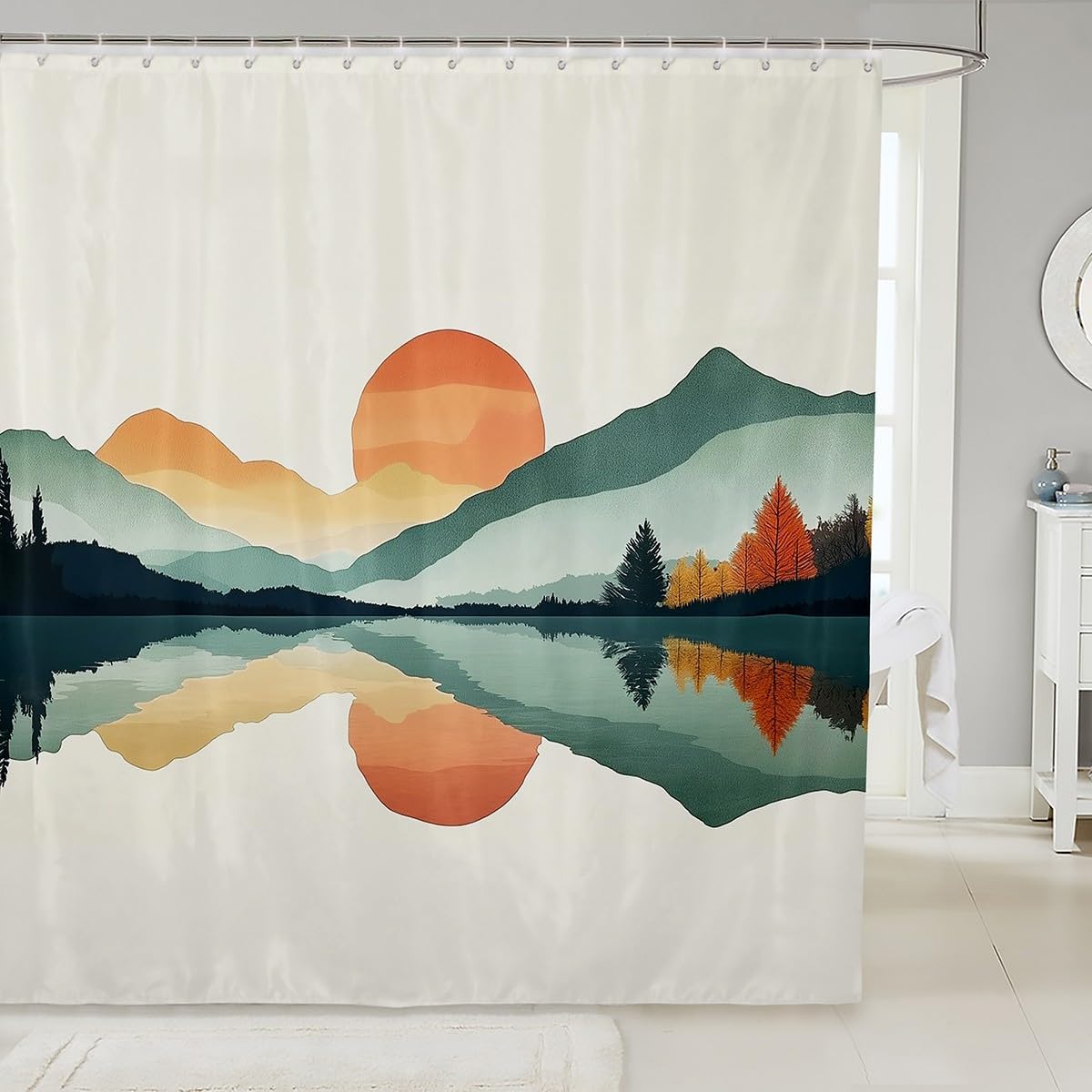 jejeloiu Japanese Cat Shower Curtain 72"x78" Samurai Bird Sun Bath Curtain for Boys Girls Teens Japanese Ukiyoe Bathroom Shower Curtain Set Waterproof Vintage Bushido Kids Bathroom Accessories