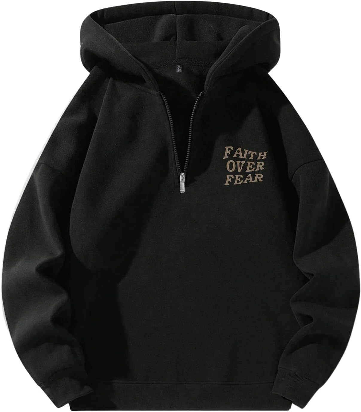 UOUA Men's Graphic Quarter Zip Hoodies Casual Long Sleeve Drop Shoulder Sweatshirt Pullover Streetwear Top - Image 4