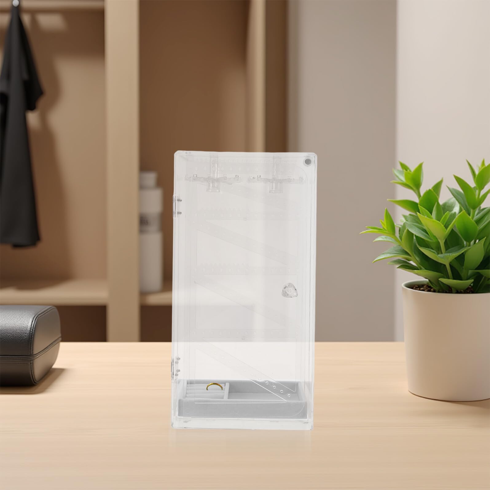 Ipetboom Organizador de Collares Expositor de Collares Largos con Vitrina Giratoria y Soporte Transparente para Joyas, Adecuado para Uso en Mudanzas o Viajes