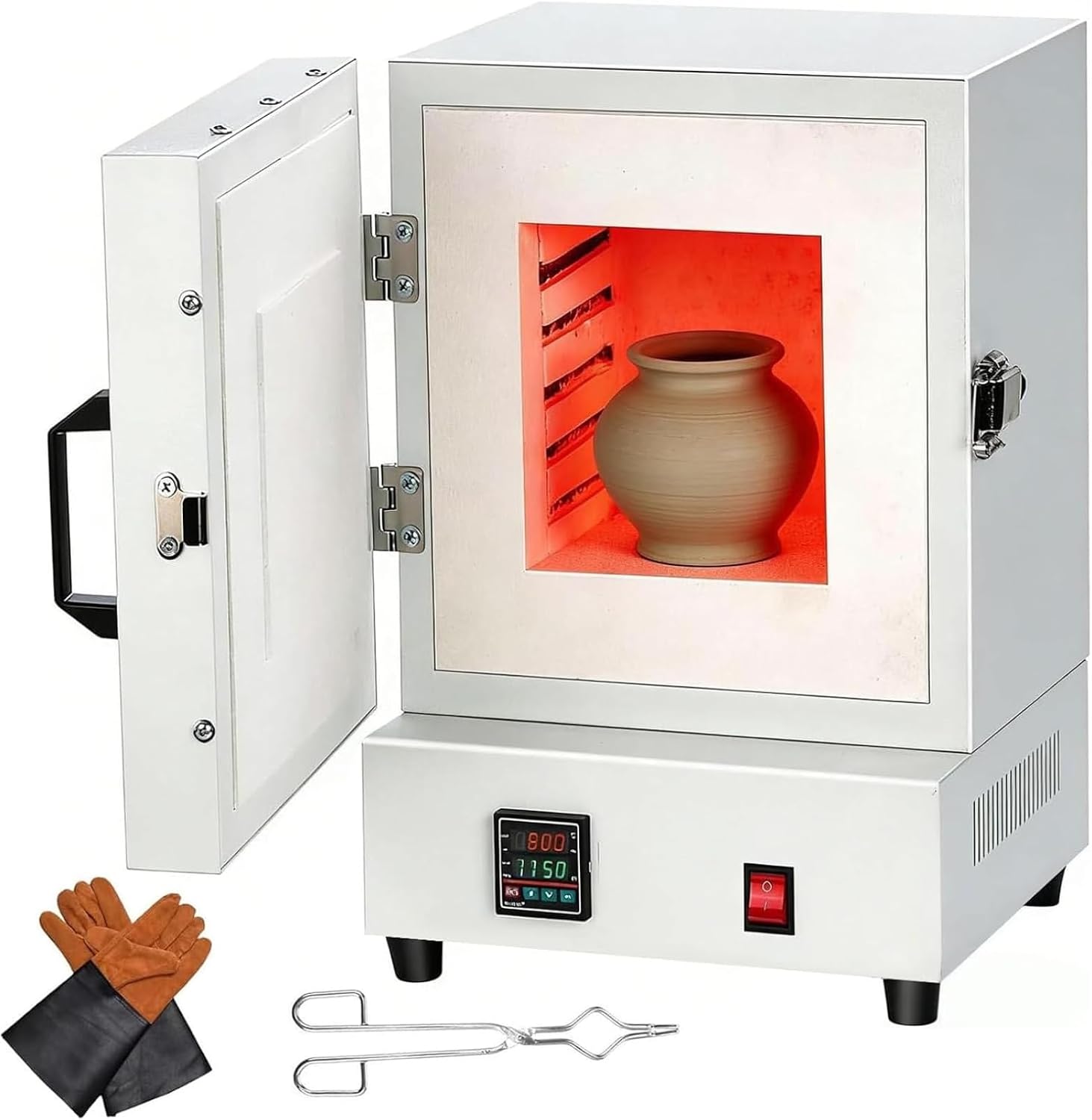 Electric Kiln, 2000W Desktop Furnace for Metal Melting, Jewelry Making, Pottery Glazing, DIY Projects, Max Temperature 1150℃, Compact Design for Convenience