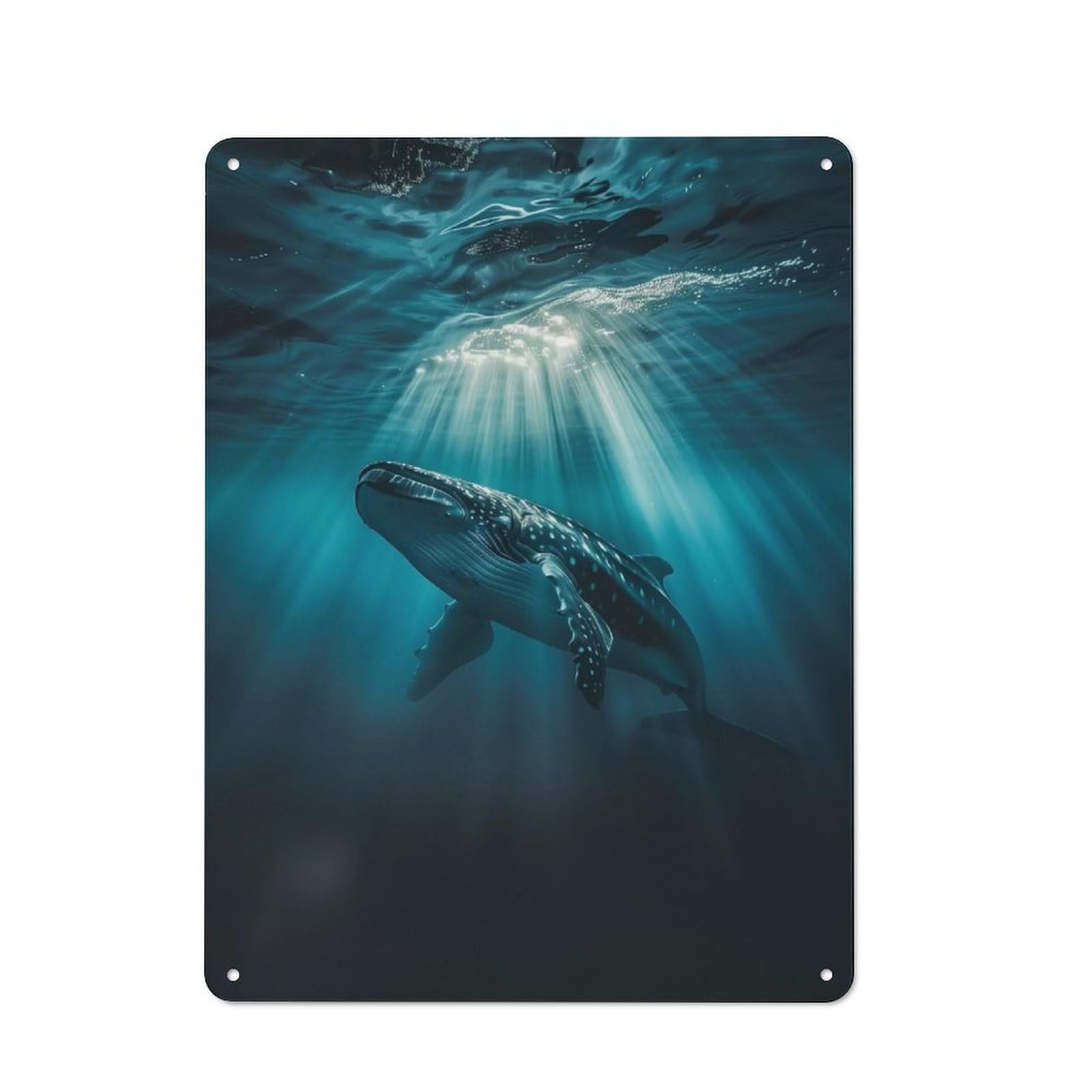 Junmoney Majestic Whale Depths Metal Plaque With Design 40X30cm, Country Style Kitchen Wall Decor For Coffee Bar, Kitchen, Bistro Or Tea Corner