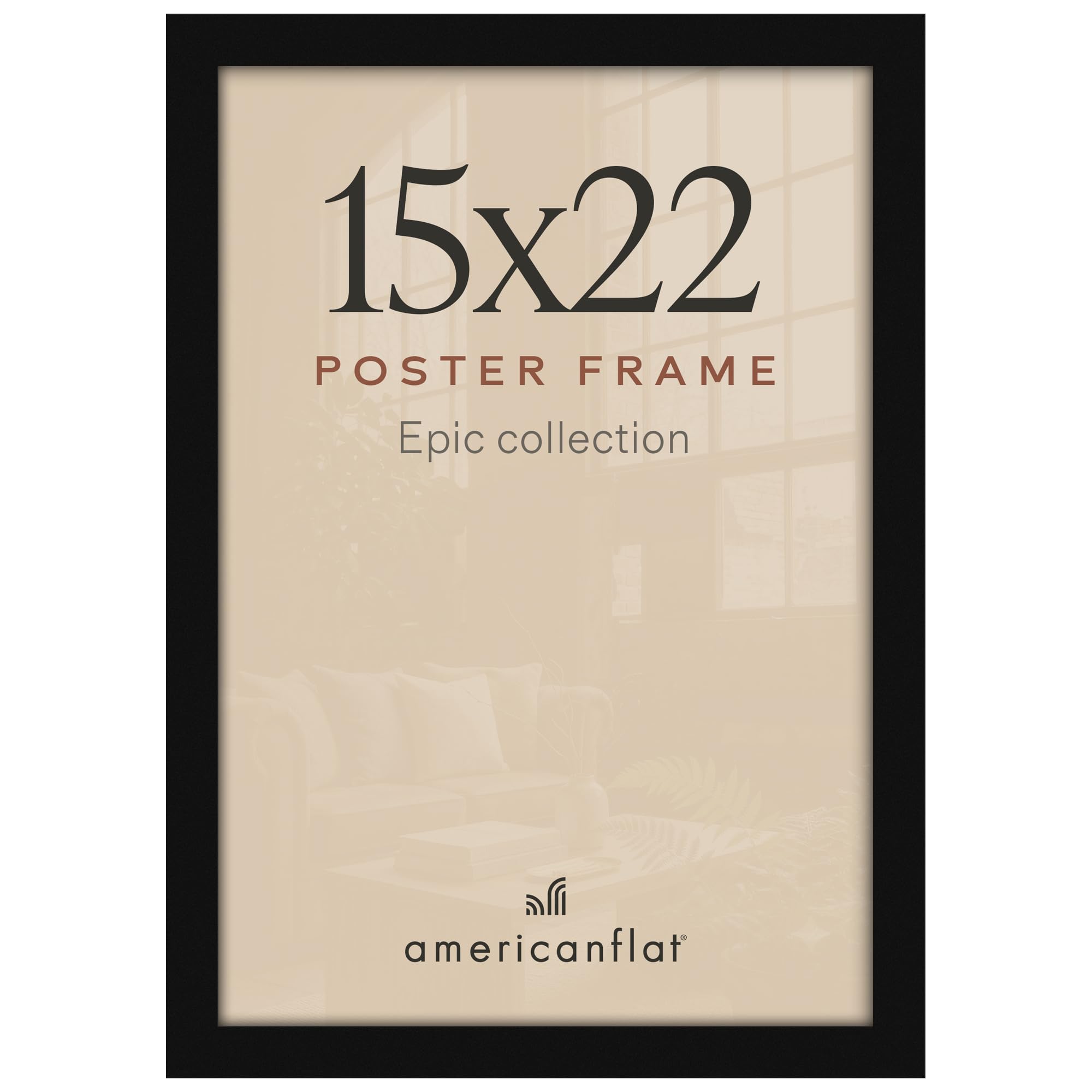 Americanflat 15x22 Poster Frame - Engineered Wood - Black