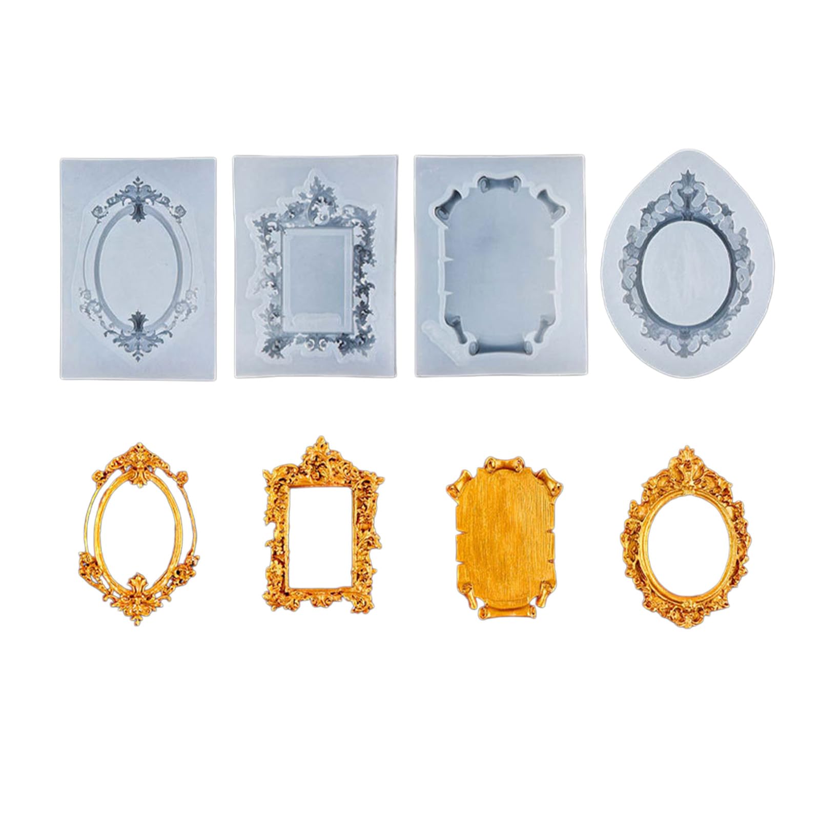 Oxxggkao Of 4 Sturdy Silicone Baking Molds Feature Decorative Retro Designs for Professional Styles Cakes Vintage Cake Mold
