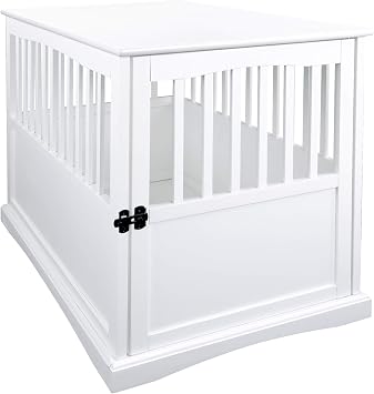 Casual Home Wooden Large Pet Crate, End Table, White 36.50" x 24.00" x 29.25"