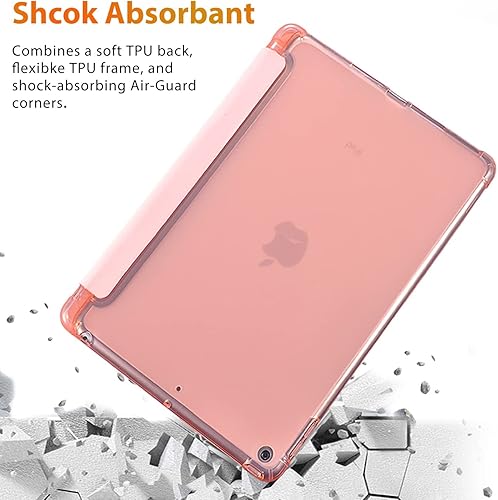 Miniatura 6 de Lindo cerdo de dibujos animados para iPad Mini 5 con soporte para lápiz, apagado automáticoactivación, cubierta trasera de TPU suave de cuero rosa