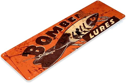 Vista 2 de Tinworld Señal de estaño: Bomber señuelos retro rústico pesca cebo aparejos Marina Metal Decor B601