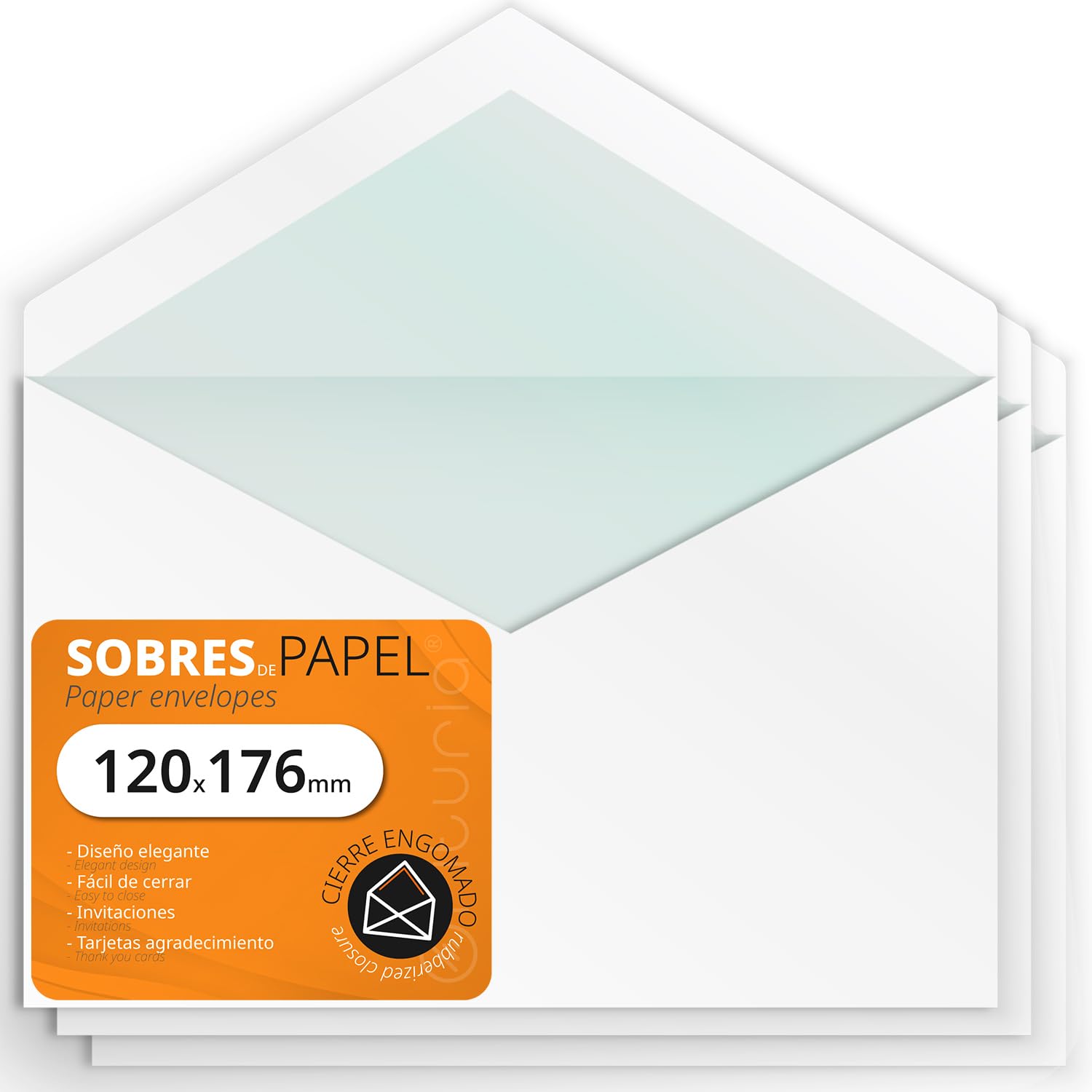 White Letter Envelopes, Paper Envelopes with Pointed Flap, Envelopes for Invitations and Letters, Paper Envelopes for Gift Card, Birthday, Wedding or Communion - Ofituria (120x176mm, 25pcs)