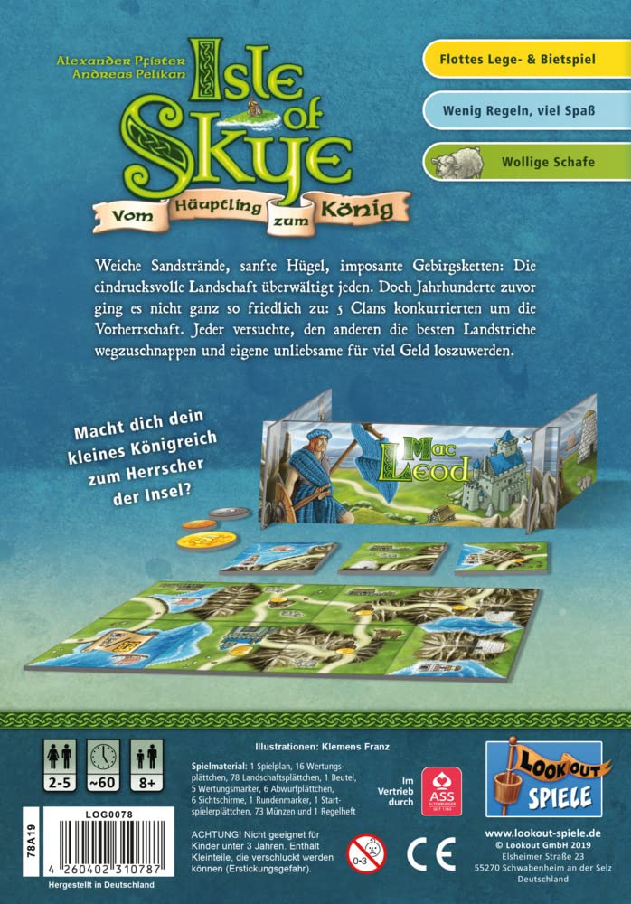 Lookout, Isle of Skye: Vom Häuptling zum König, Grundspiel, Kennerspiel des Jahres 2016, Legespiel, 2-5 Spieler, Ab 8+ Jahren, 60 Minuten, Deutsch