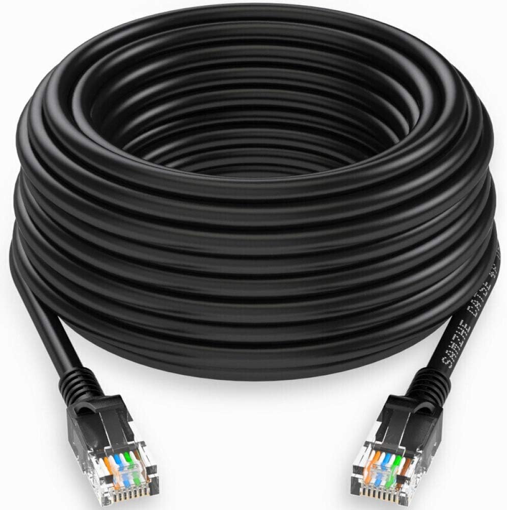 Lknewtrend 100FT CAT5 Cat5e High Speed Ethernet Network Cable - RJ45 Internet LAN PoE Wire Cord for IP PoE Security Camera, NVR, Computer, Router, Xbox, TV, Switch (100 Feet, Black)