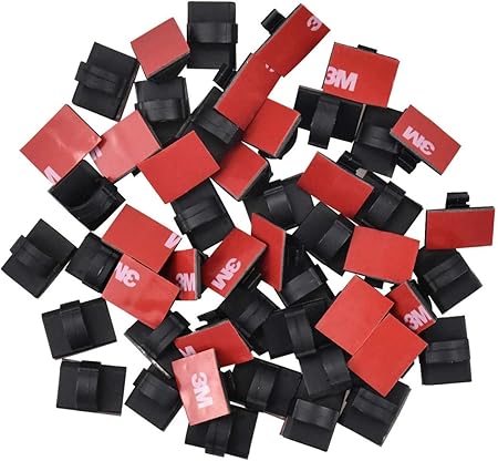 Amazon Pclife ケーブルクリップ 配線止め ケーブルホルダー ストレージ配線アクセサリー Pc電源コード収納クリップ 車の配線 ケーブル固定具 車用 家庭用 事務室用 コード整理 接着剤付き 50個入り コード ケーブルオーガナイザー 文房具 オフィス用品