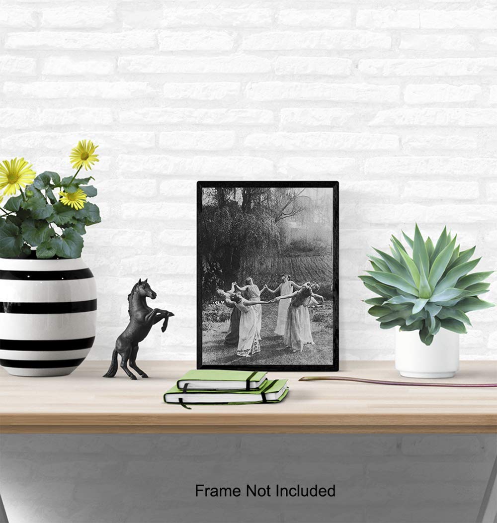 Wiccan Decor - Witch Coven - Wicca Decor - Gift for Witchcraft and Black Magic Fans - Gothic Wall Art - Goth Room Decor - Creepy Scary Vintage Picture Photo - Halloween Decorations