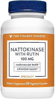 The Vitamin Shoppe Nattokinase with Rutin 100MG, Antioxidant Supplement That Supports Cardiovascular Health (60 Veggie Capsules)