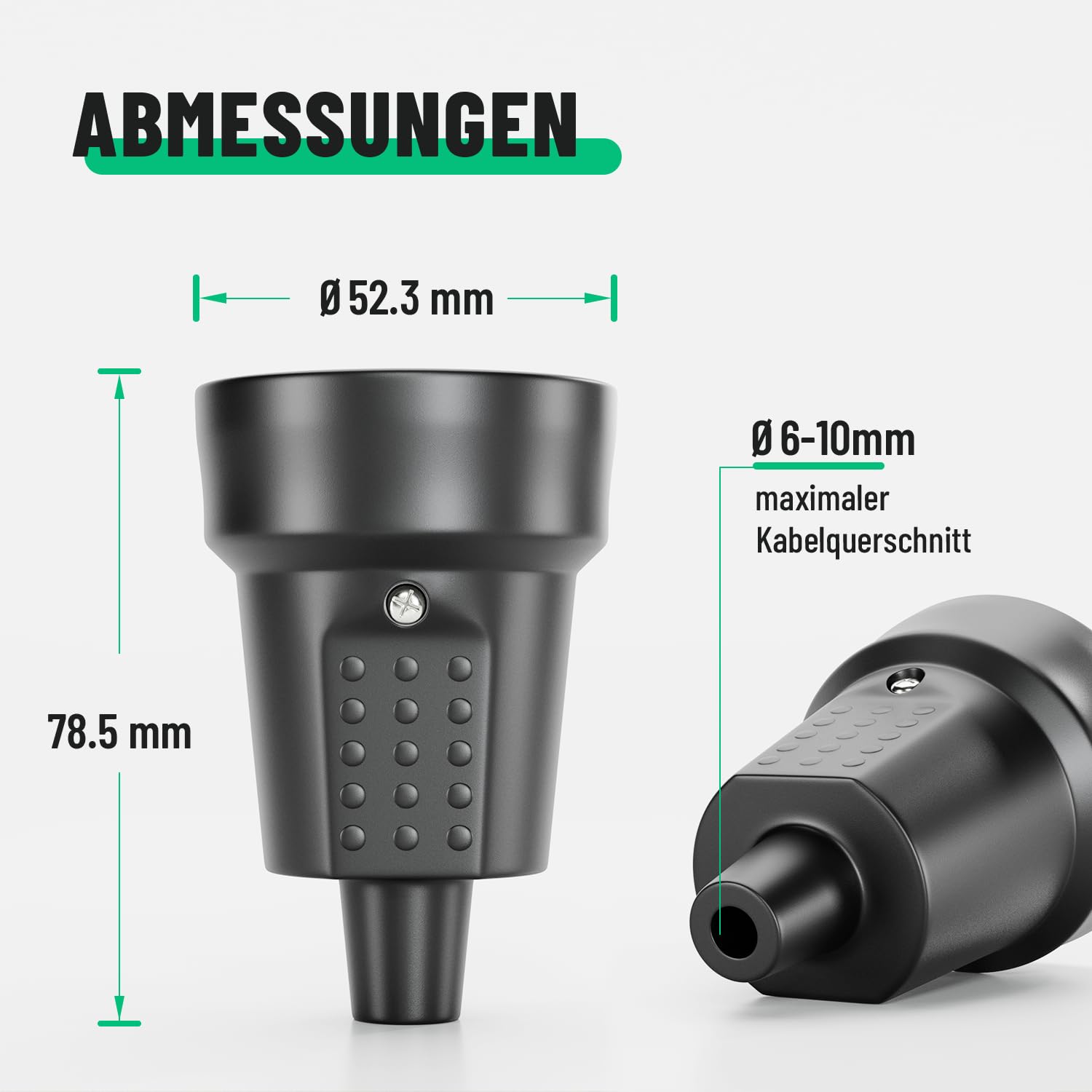 greate Schuko Stecker Kupplung 230V Aussenbereich 3er Pack - Gummistecker Kupplung Set mit Knickschutz, 2-polig, 230V, 16A & 3,7kW - IP44 für Außenbereich - Schukostecker schwarz