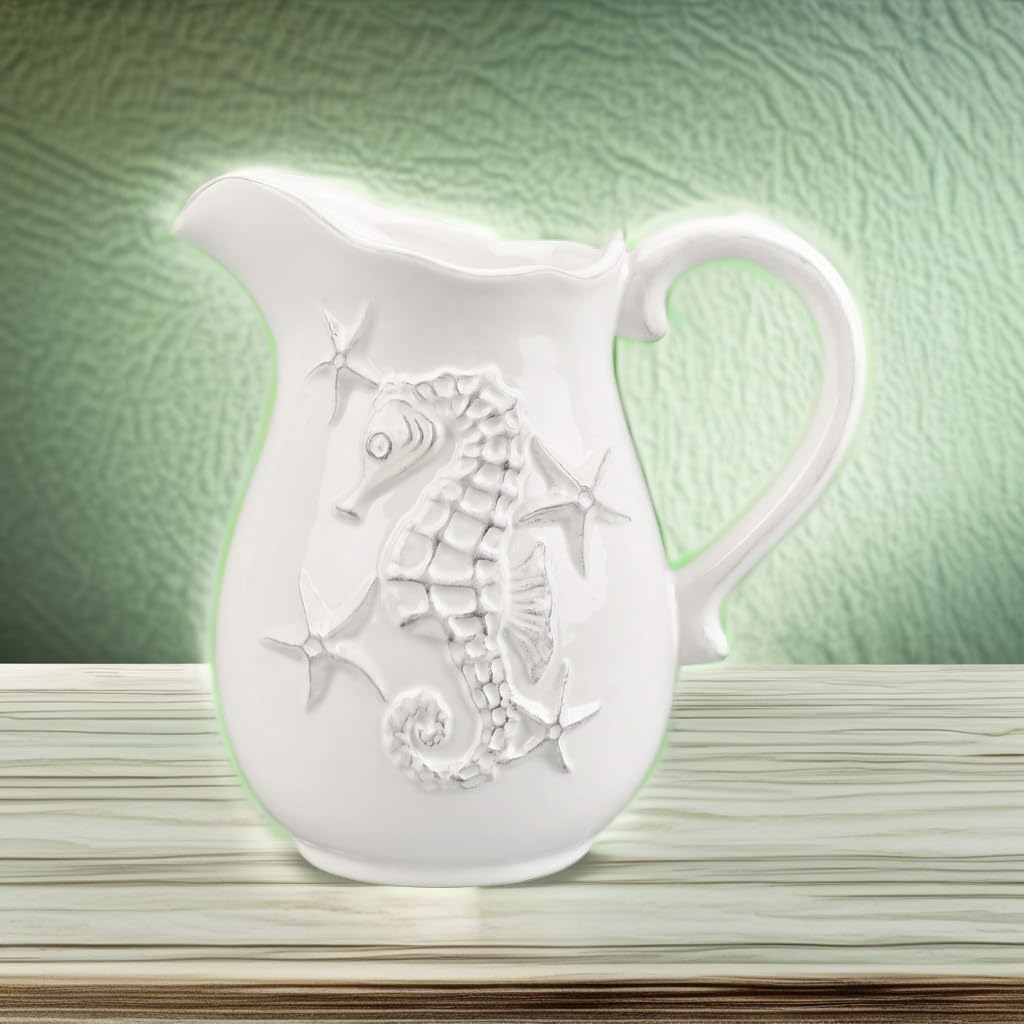 Blue Sky Ceramics Laguna Coastal Pitcher White, Multi, (20450)