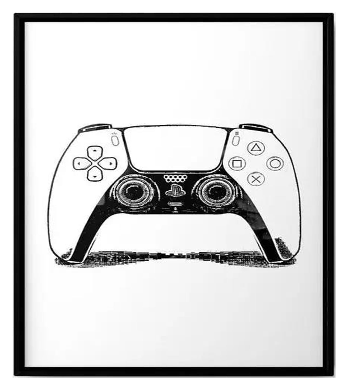 Toile manette de jeu et écouteurs peinture minimaliste noir et blanc 20x30