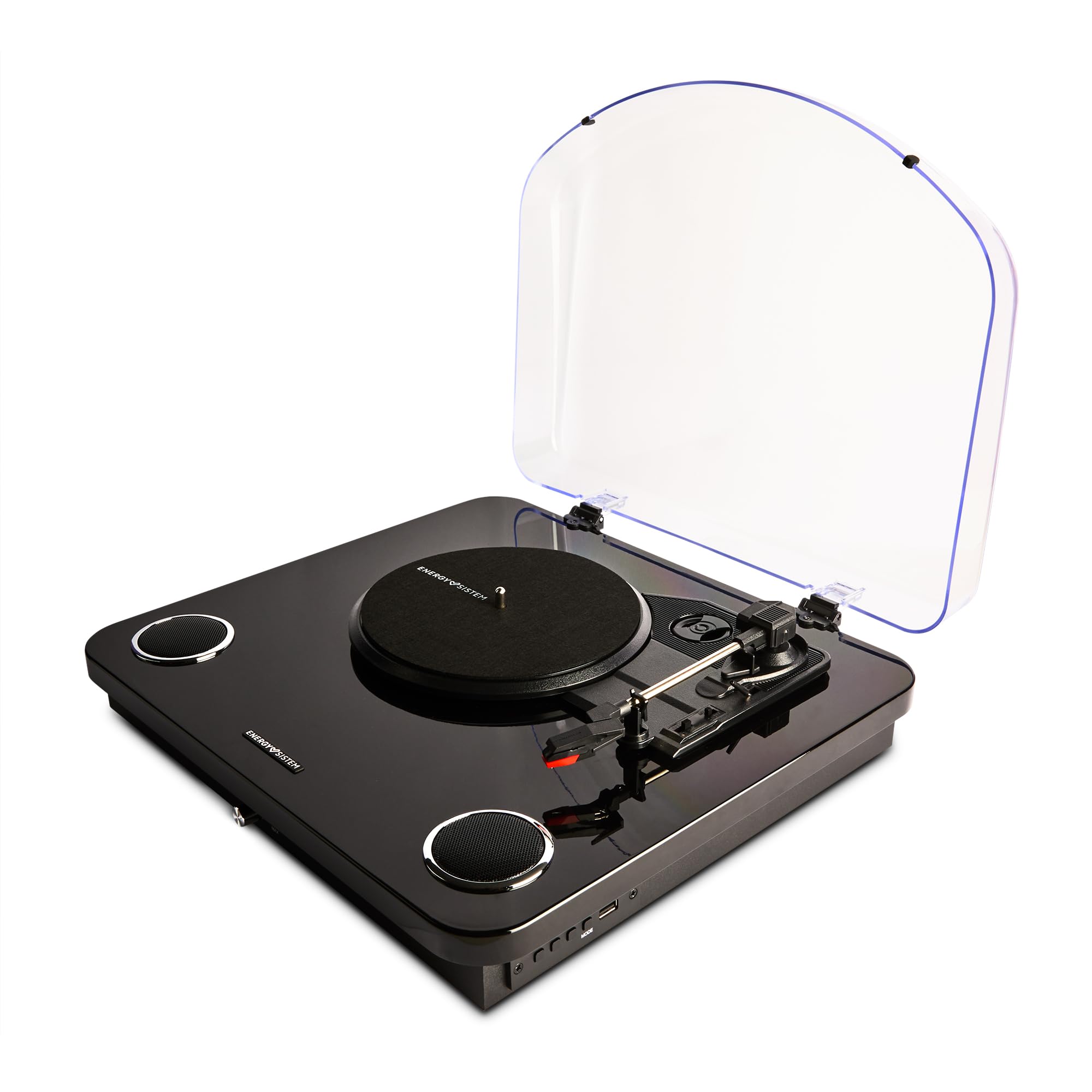 Energy Sistem Spin Giradischi Vinili Bluetooth Vintage Lettore LP 33 45 78 Giri Con Casse Integrate Altoparlanti 40W USB RCA Encoder Auto Stop Ago Magnetico Cartuccia Bambù Piatto Feltro