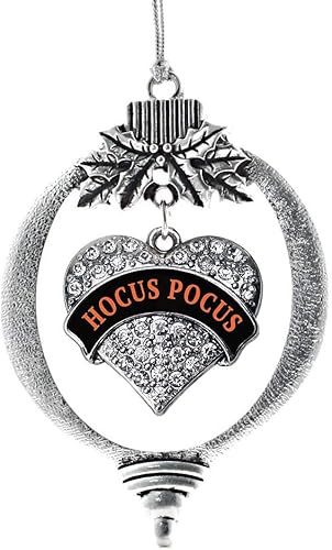 Inspired Silver Adornos festivos de dije de corazón pave de plata con circonitas cúbicas