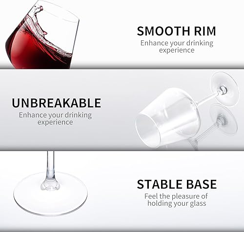 Miniatura 4 de Copas de vino irrompibles de 20.5 onzas, juego de 6 copas de vino transparentes, aptas para lavavajillas, sin BPA (transparente, pequeña)